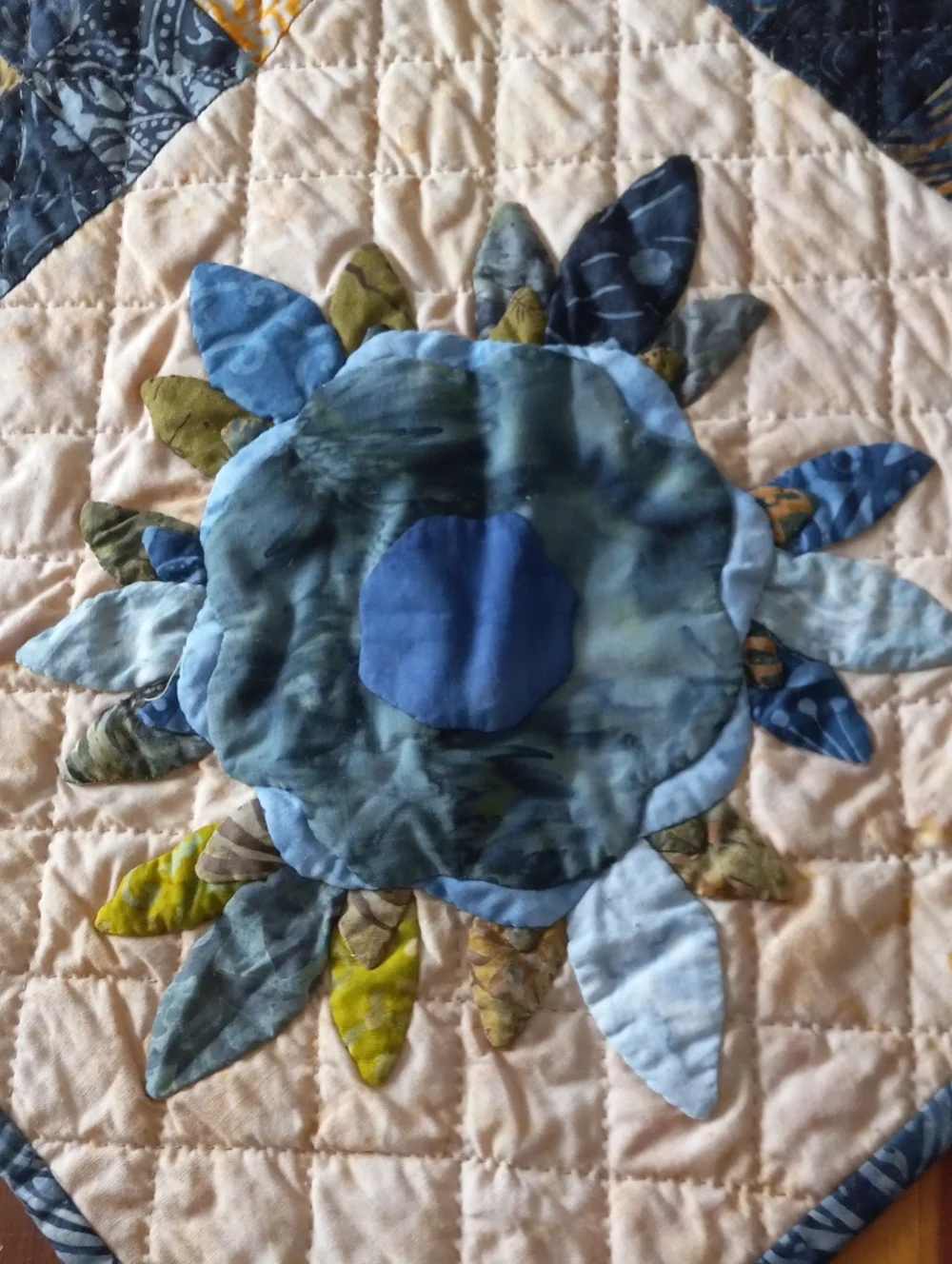 Handmade Patchwork Quilted Floral Table Runner - Applique Centerpiece Mat